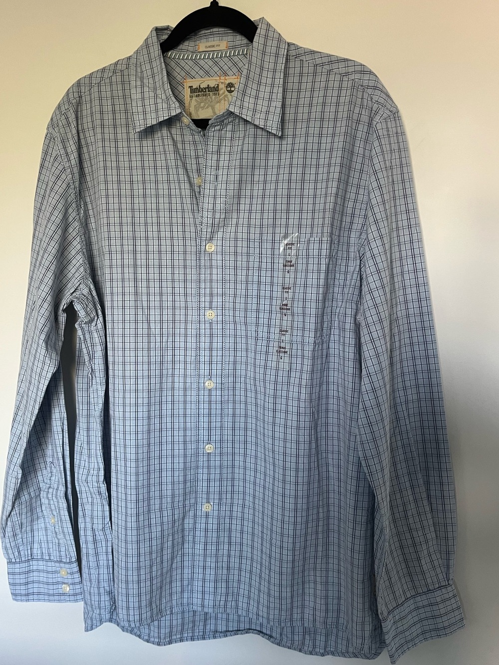 Timberland Blue and White Checked Long-Sleeve Dress Shirt NWT